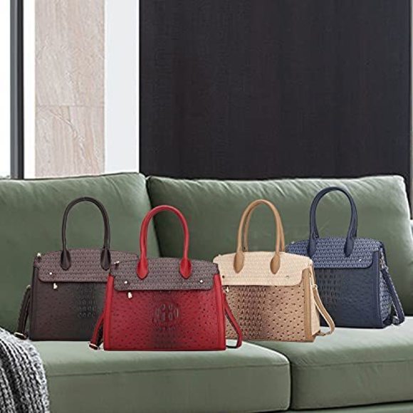 Modern Mkf Crossbody Strap Satchel For – Pu Textured Top Handle Pocketbook – - Picture 7 of 7